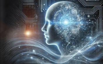 Digital Art: A head with digital brain